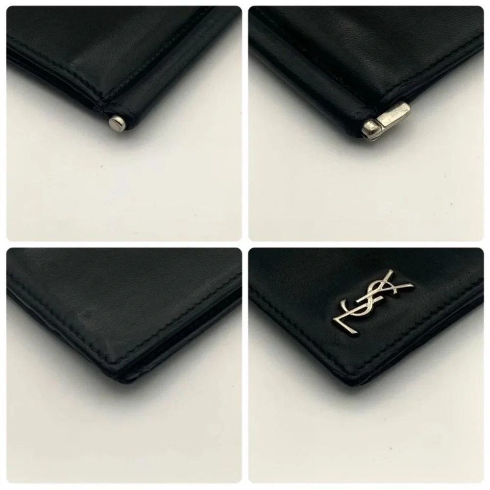 Yves Saint Laurent Black Money Clip with Silver Logo